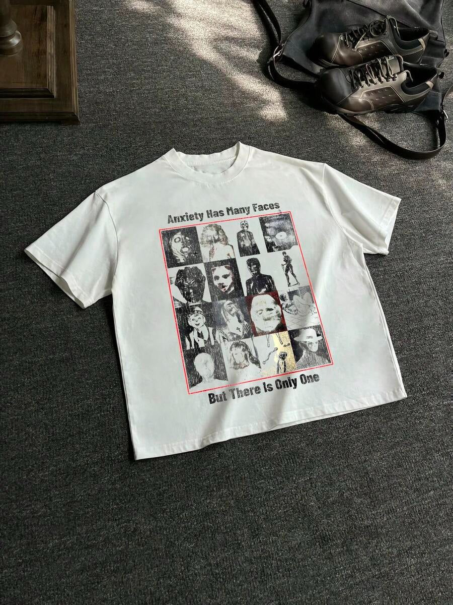 Men's New Fashion Vintage Poster Overprinted T-Shirt
